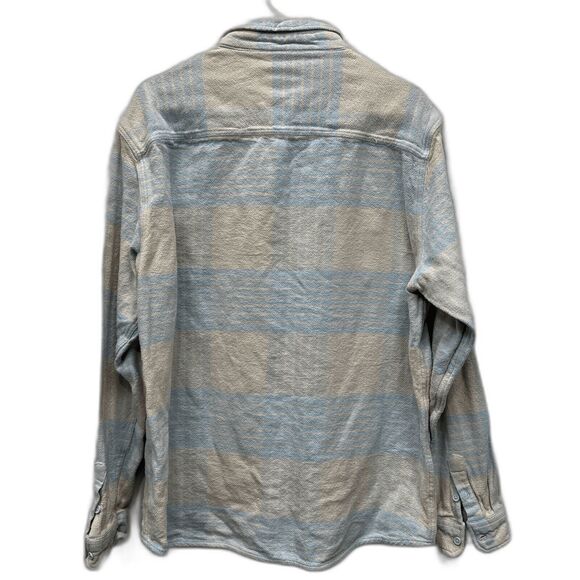 Alton. Men Flannel Jacket Plaid Blue Ivory Buttons XXL Pockets Long Sleeve - Picture 8 of 8